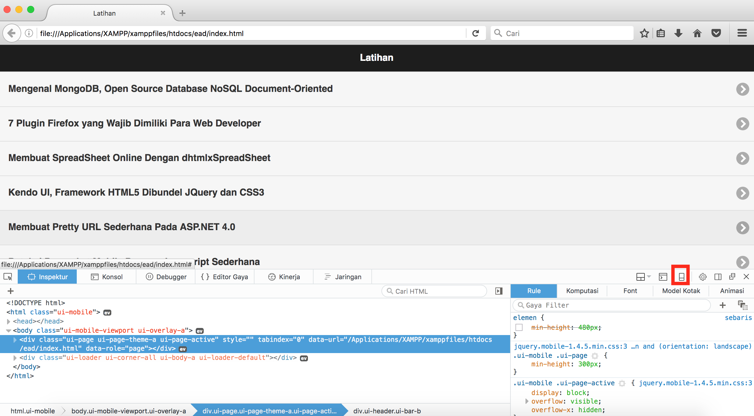 Inspect Elemen pada Mozilla